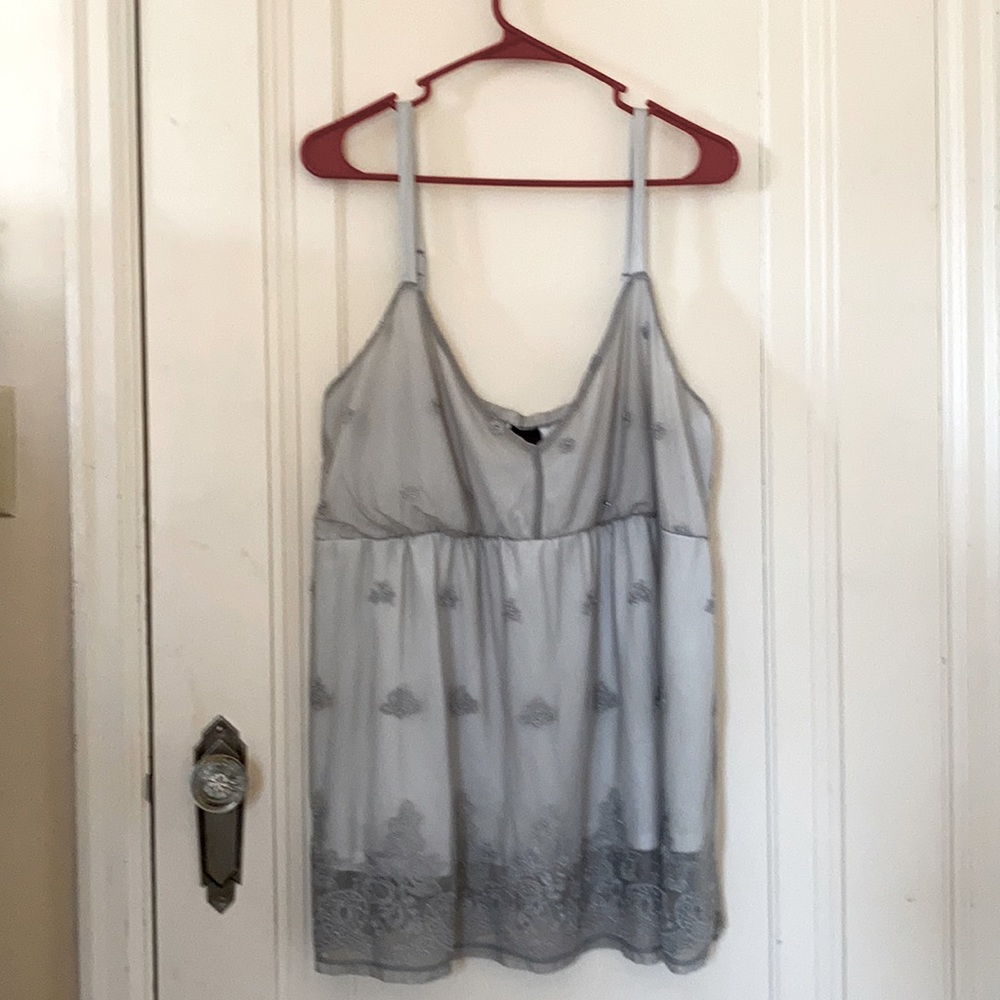 Lacey grey and white camisole tank top
